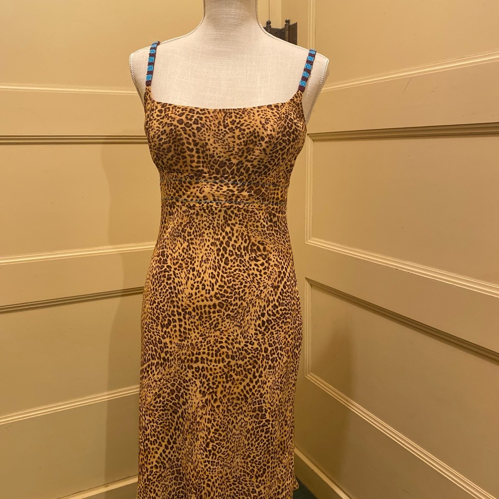 Allen B. By Allen Schwartz Brown and Black Spaghetti Strap Midi Dress